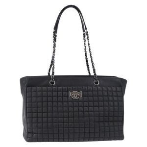 Chanel Cc Lock Bubble Tote Quilted Iridescent Calfskin Black Leather Tote Bag